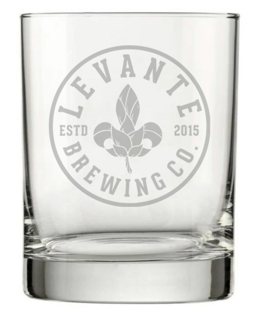 Embossed Levante Circle Emblem Double Rocks Glass
