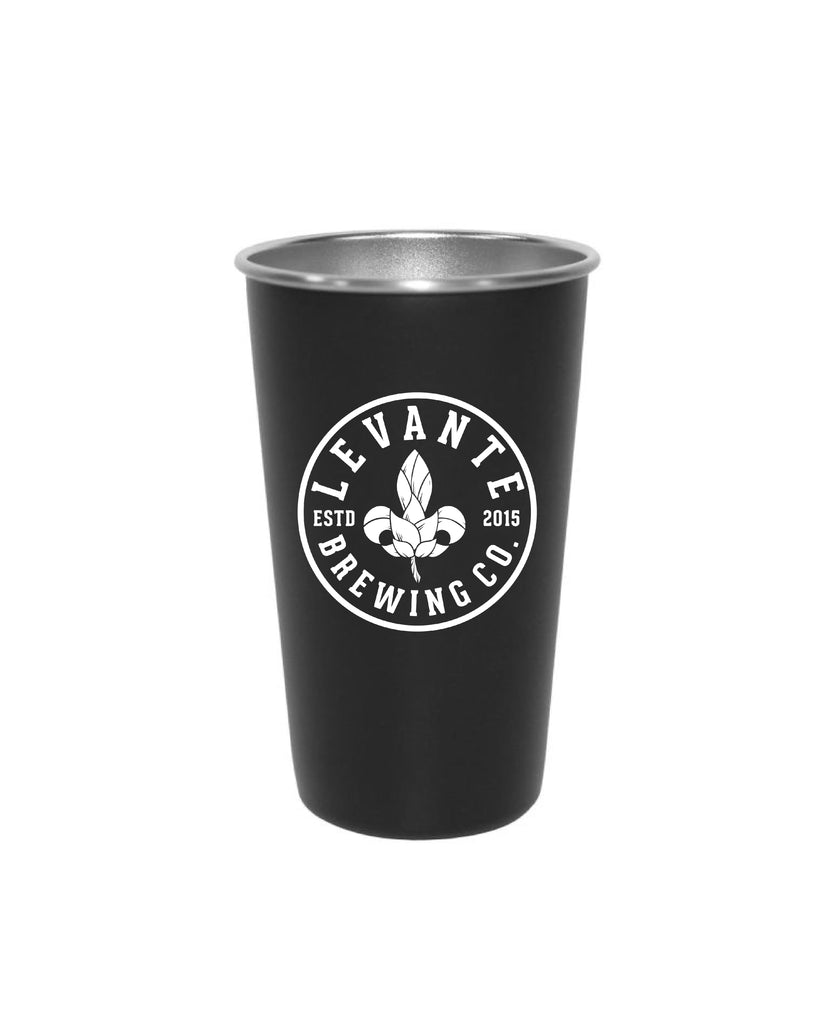 Levante Emblem Powder Coated Stainless Steel Pint (Black Matte)