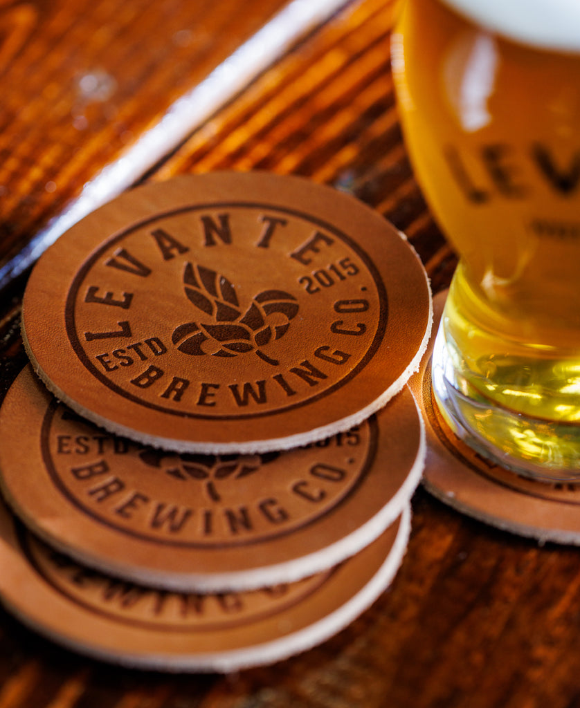 Levante Emblem Leather Coasters (set of 4)