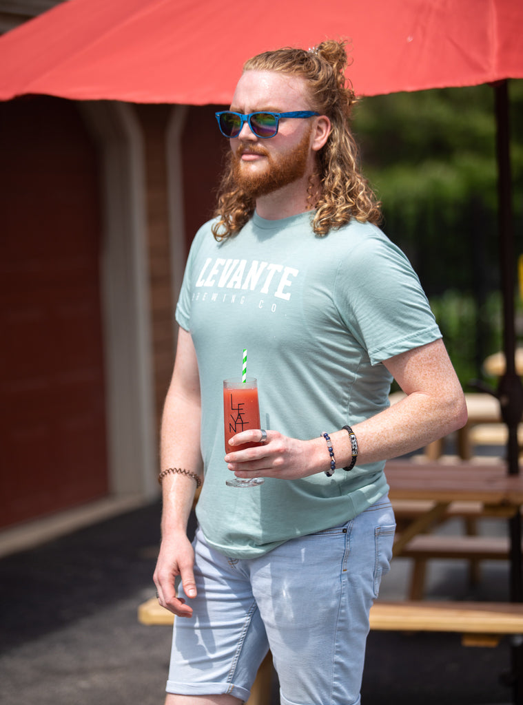Distressed Levante Block Logo T-Shirt - Dusty Blue