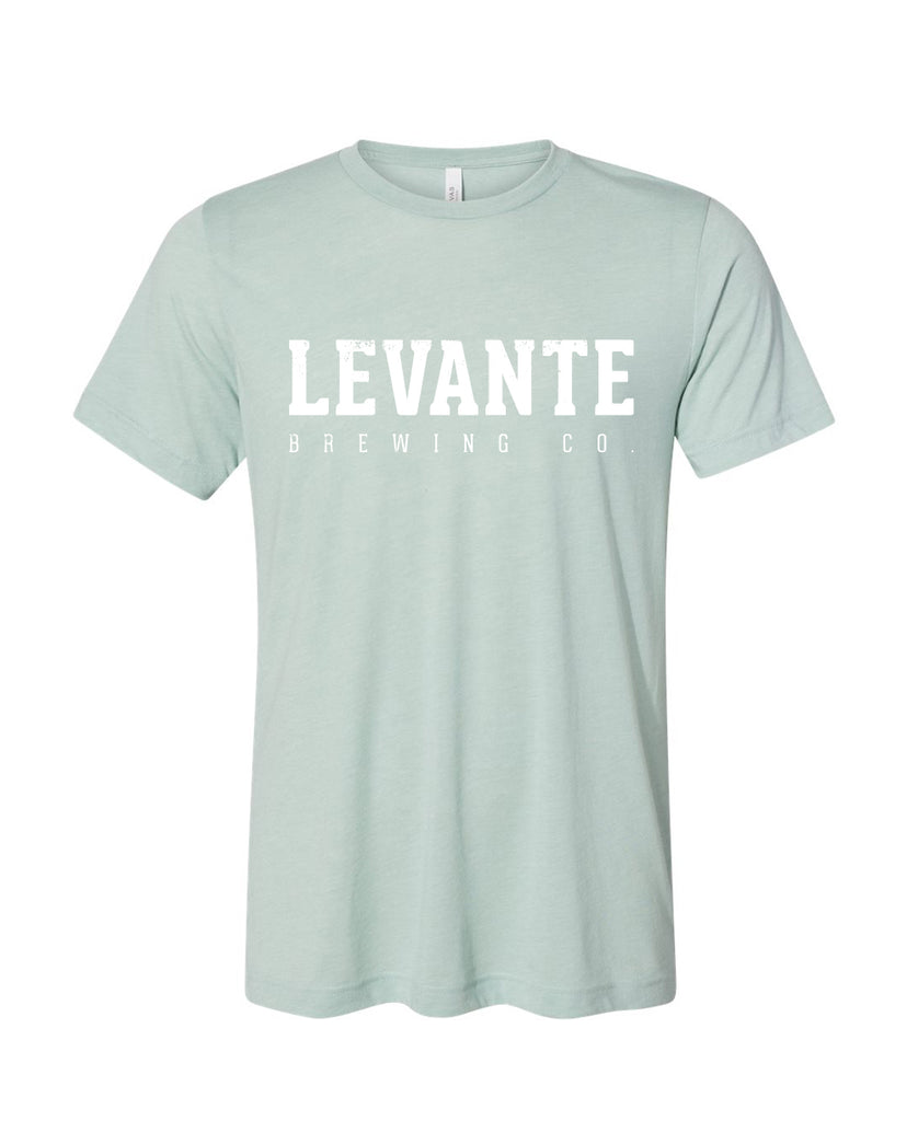 Distressed Levante Block Logo T-Shirt - Dusty Blue