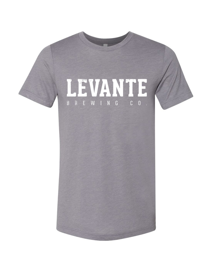 Distressed Levante Block Logo T-Shirt - Storm Grey