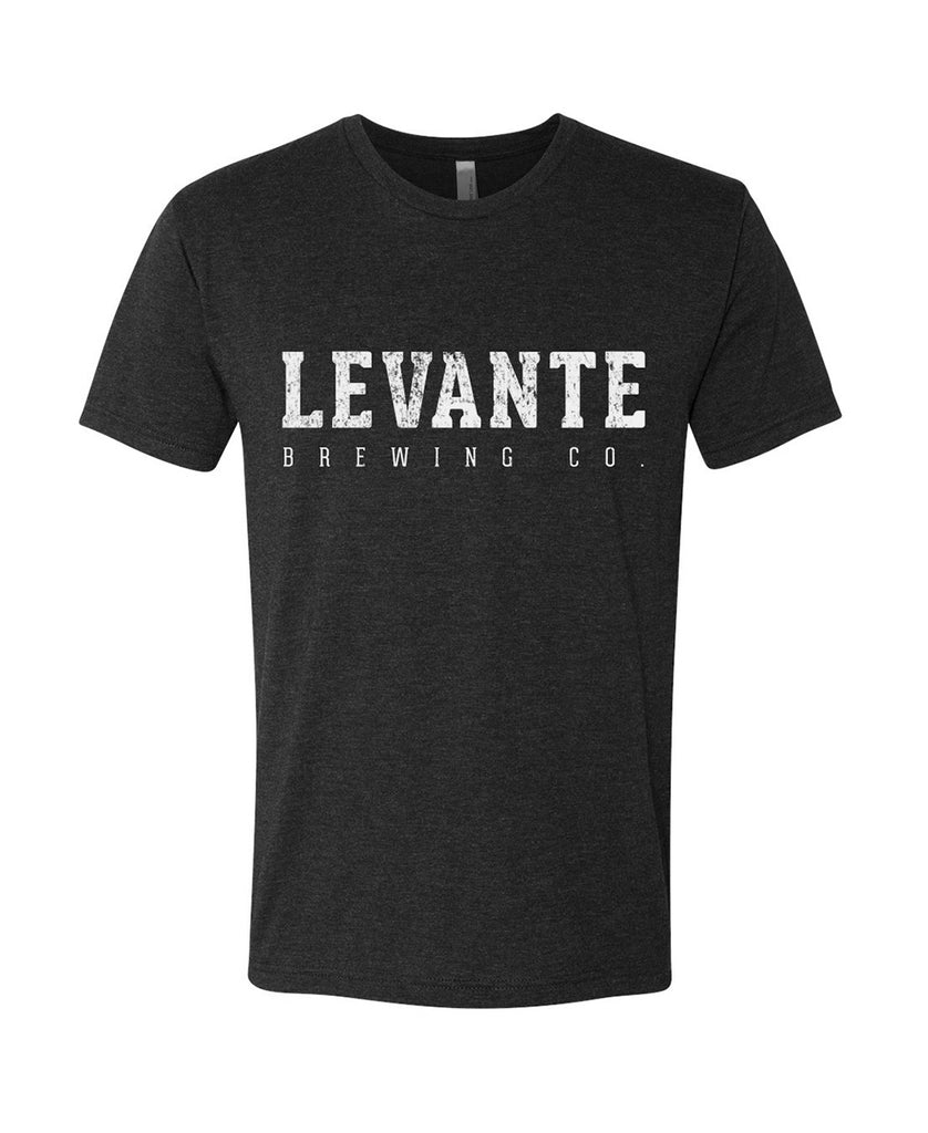 Distressed Levante Block Logo T-Shirt - Black